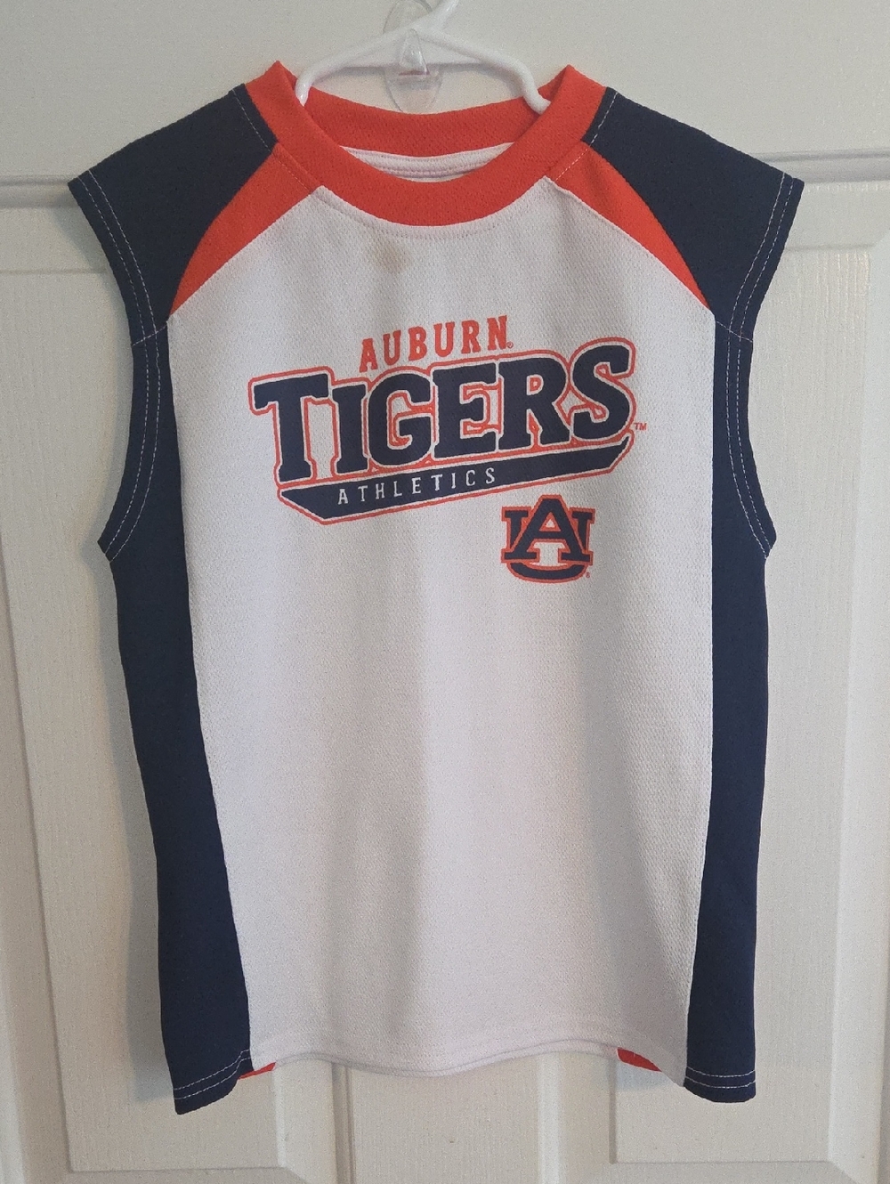 Auburn Tigers Kids Sleeveless Athletic Top - White/Navy/Orange Sz 4/5